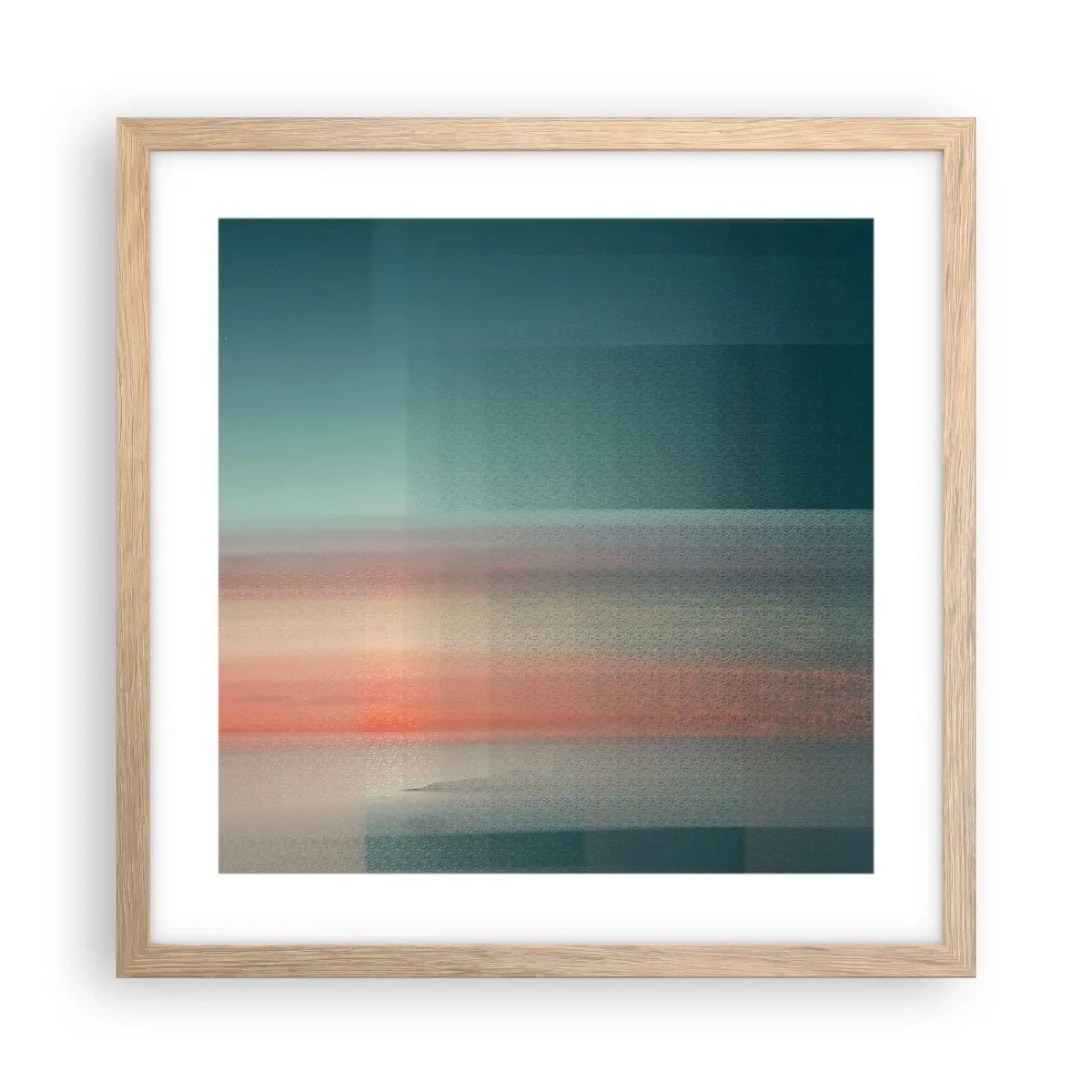 Plakat i ramme af lyst egetræ - Abstraktion: bølger af lys - 40x40 cm