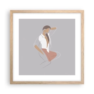 Plakat i ramme af lyst egetræ - Omrids af nåde - 40x40 cm