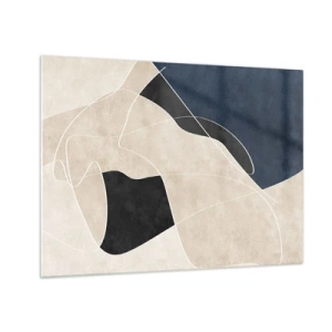 Billede på glas - Moderne abstraktion med kontrasterende former og linjer - 70x50cm - Abstrakt komposition - kontrast af farver - Moderne vægdekoration til stue og soveværelse ARTTOR