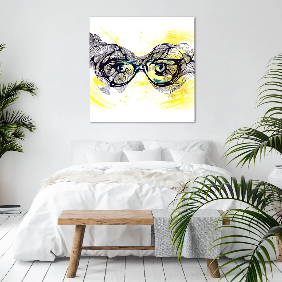 Lærredstryk - Billede på lærred - Gennem blå briller - 70x70 cm