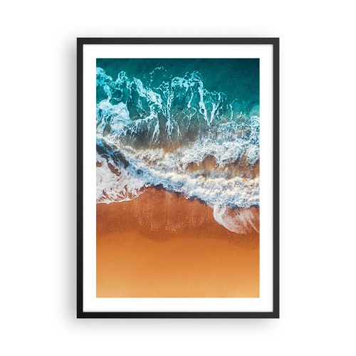 Plakat i sort ramme - Luftfoto af havbølger og strand - 50x70cm - Altid i tandem - Moderne vægdekoration til stue og soveværelse ARTTOR