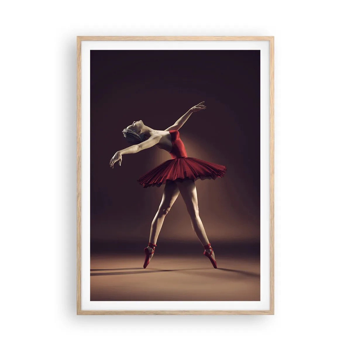 Plakat i ramme af lyst egetræ - Prima ballerina - 70x100 cm
