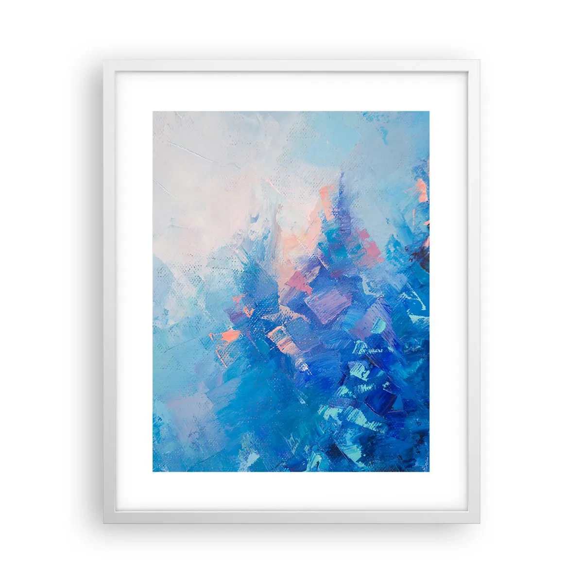 Plakat i hvid ramme - Vinter abstraktion - 40x50 cm