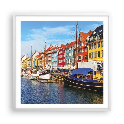 Plakat i hvid ramme - Glædelig kaj - 60x60 cm
