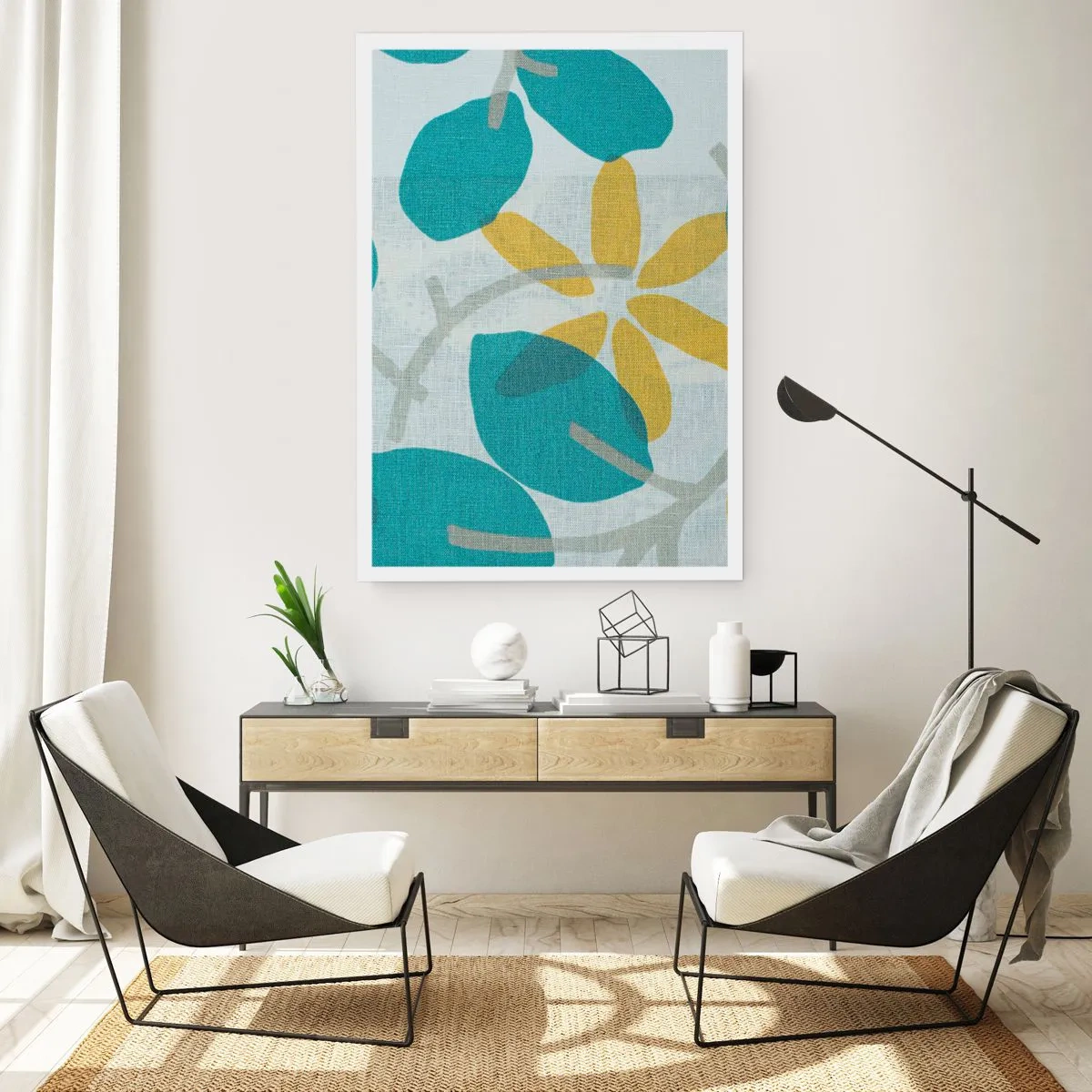 Plakat - Blandt azurblå blade - 70x100 cm