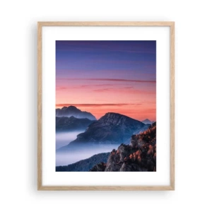 Plakat i ramme af lyst egetræ - Over dalene - 40x50 cm