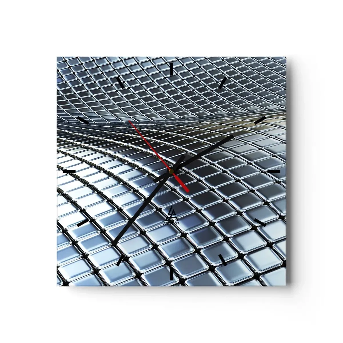 Vægur, Uret - Bølge i metallisk sølv - 40x40 cm