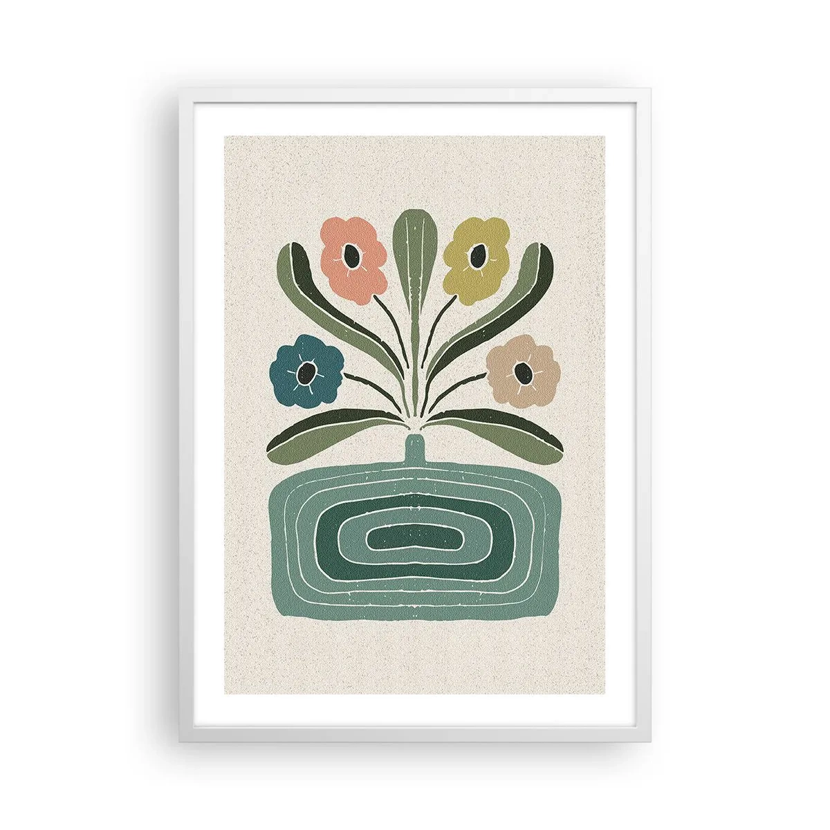 Plakat i hvid ramme - Symmetrisk buket - 50x70 cm