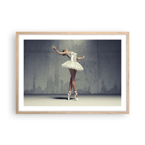 Plakat i ramme af lyst egetræ - Let som en fugl - 70x50 cm