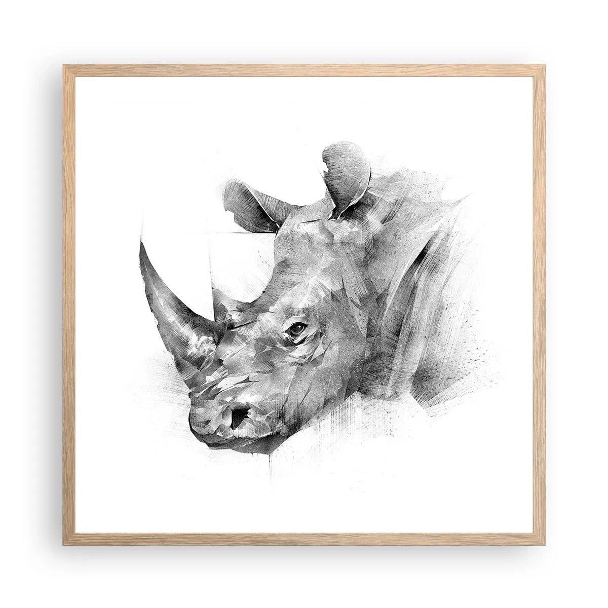 Plakat i ramme af lyst egetræ - Afrikansk portræt - 60x60 cm