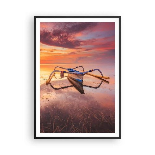 Plakat i sort ramme - Roen ved en tropisk aften - 70x100 cm