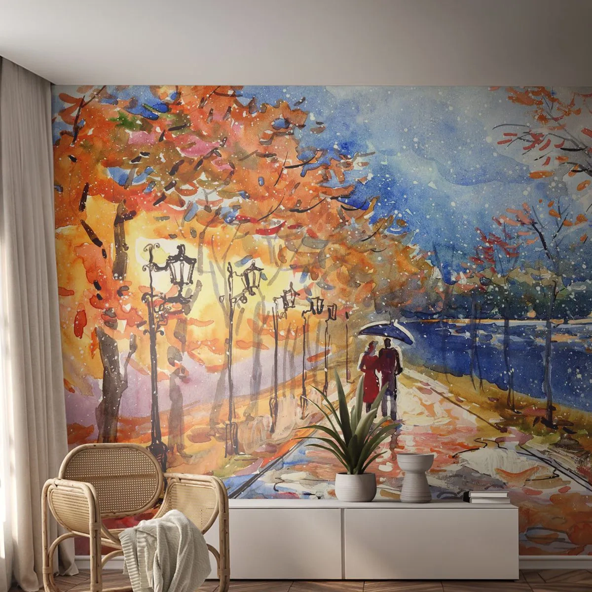 Fototapet Premium Sand - Sammen indtil tidsfristen - Landskab, Park Avenue, Træer - 100x70 cm