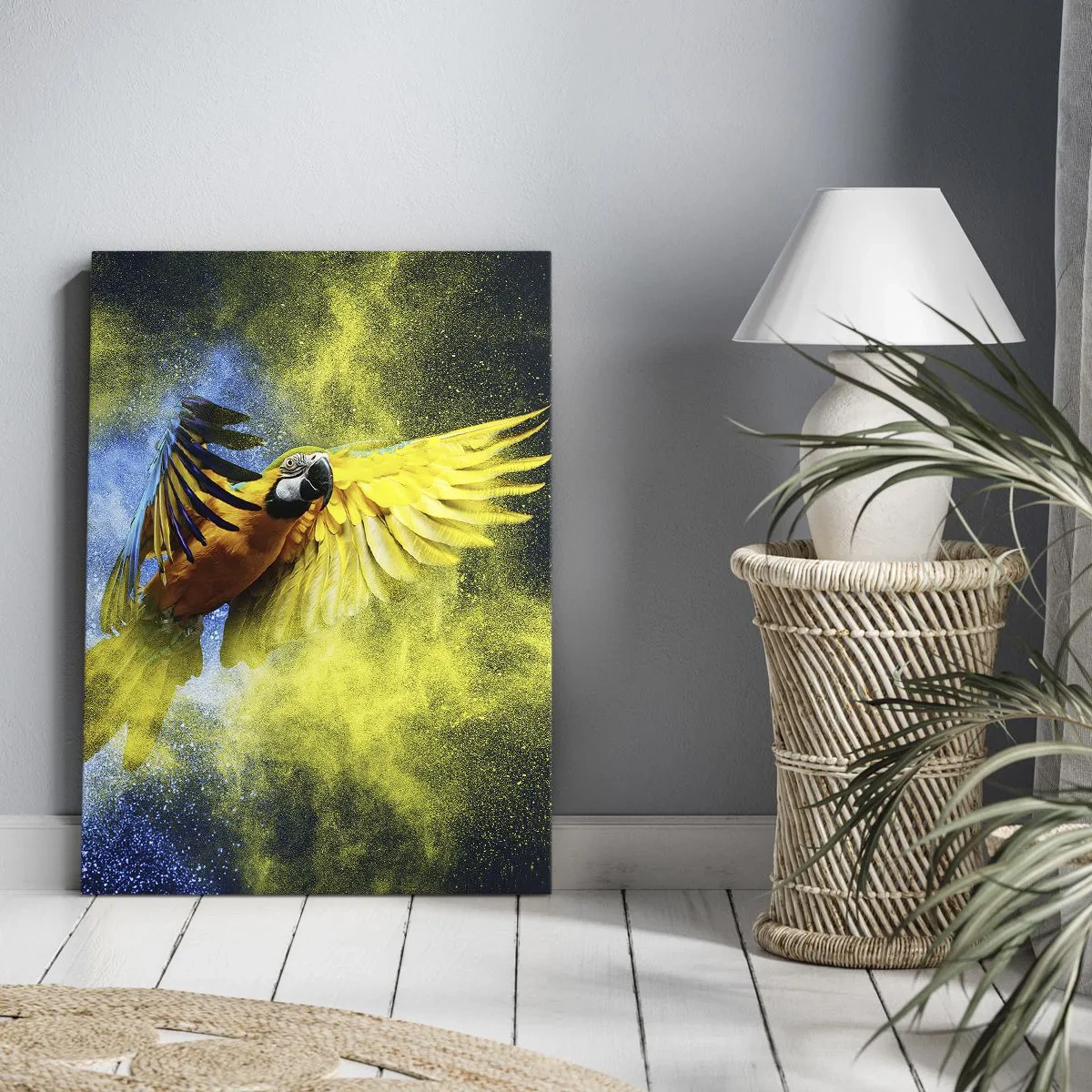 Lærredstryk - Billede på lærred - I det blå-gyldne støv - 50x70 cm