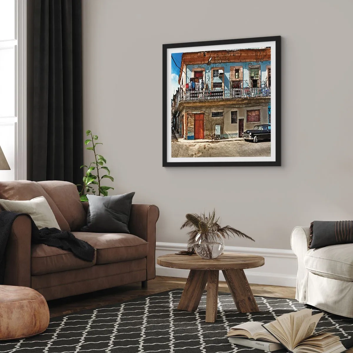 Plakat i sort ramme - Havana stemning - 50x50 cm