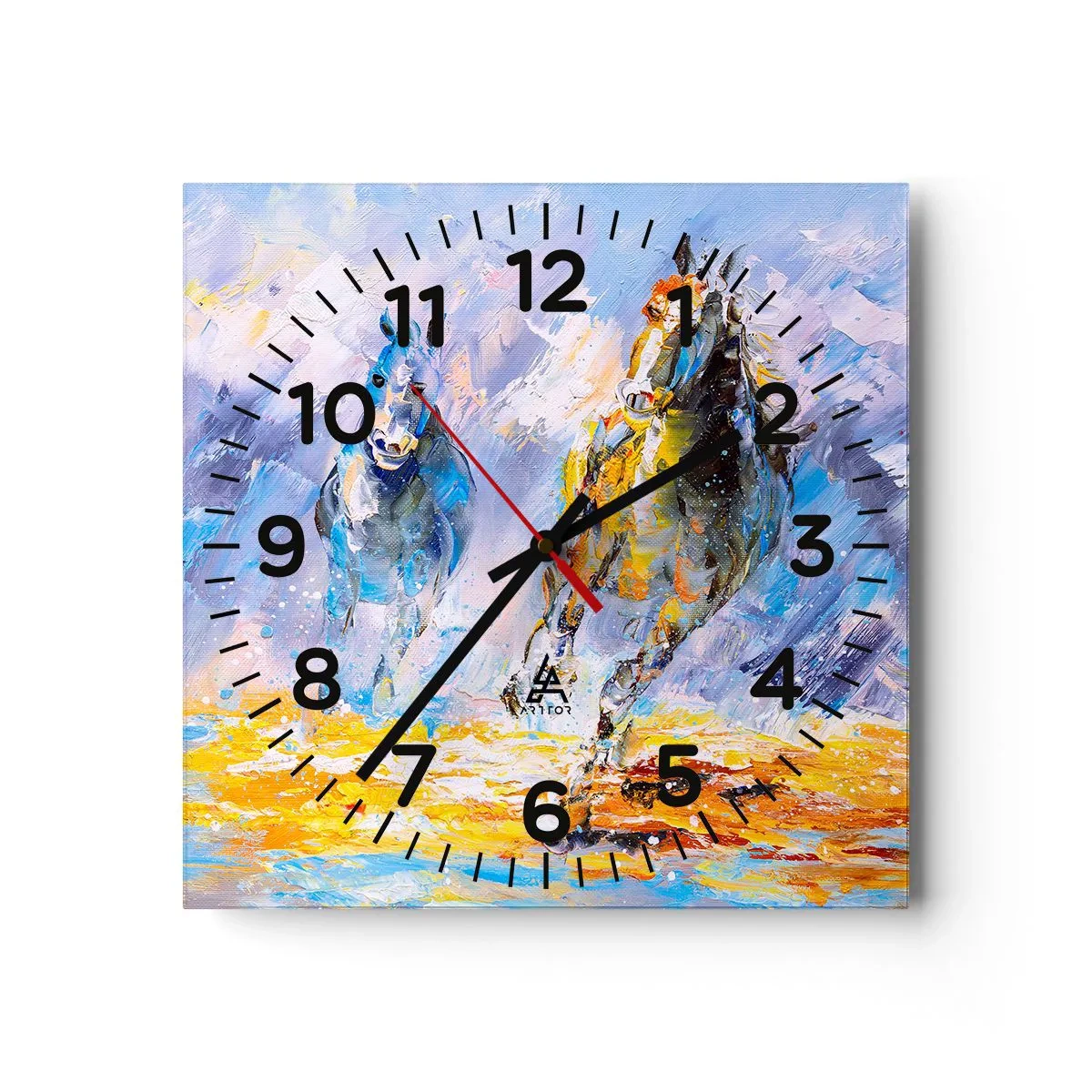 Vægur, Uret - Galopperer gennem det blanke skær - 40x40 cm