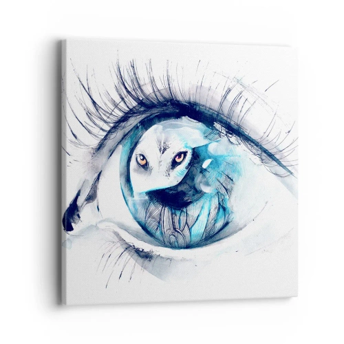Lærredstryk - Billede på lærred - Øje mod øje med vildskab - 40x40 cm