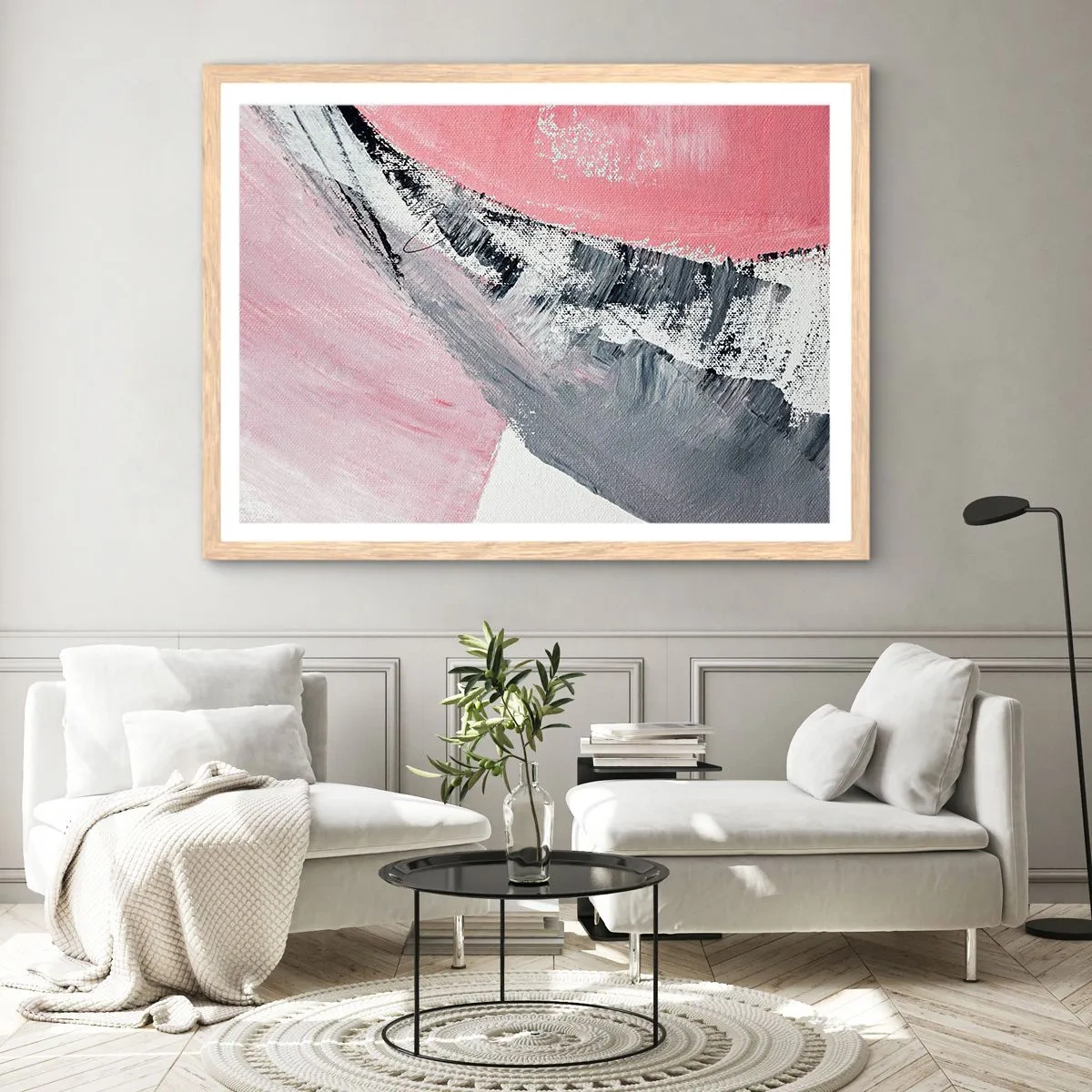 Plakat i ramme af lyst egetræ - Matchende sammensætning - 100x70 cm