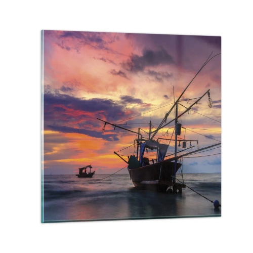 Billede på glas - En eksotisk aften - 40x40 cm