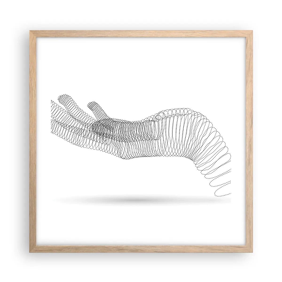 Plakat i ramme af lyst egetræ - Fjedrende hånd - 50x50 cm