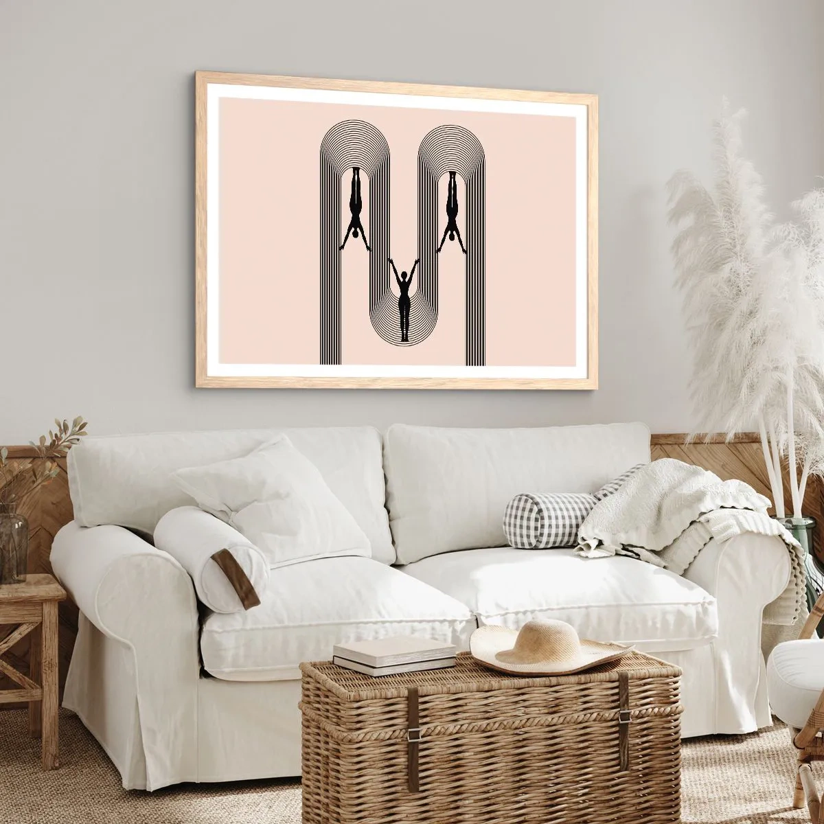 Plakat i ramme af lyst egetræ - På hovedet nedad - 50x40 cm