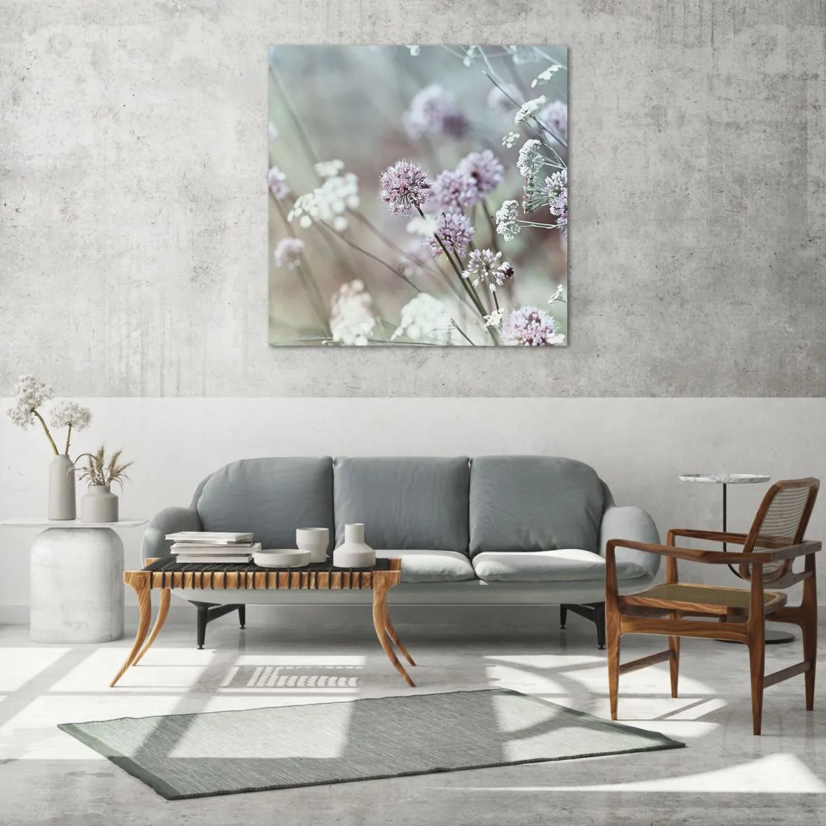 Billede på glas - Søde filigranurter - 60x60 cm