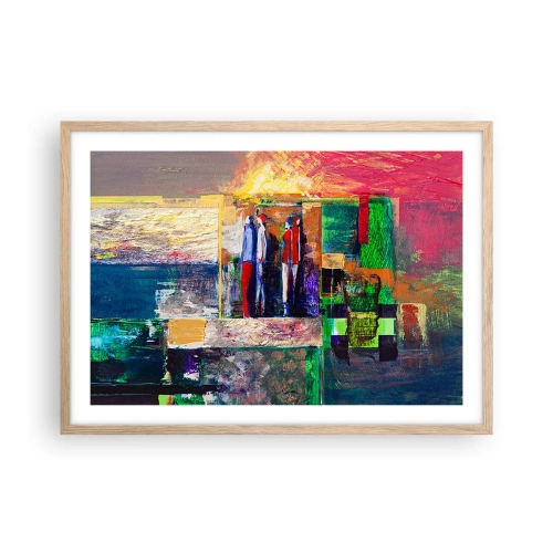 Plakat i ramme af lyst egetræ - Forhold og følelser - 70x50 cm