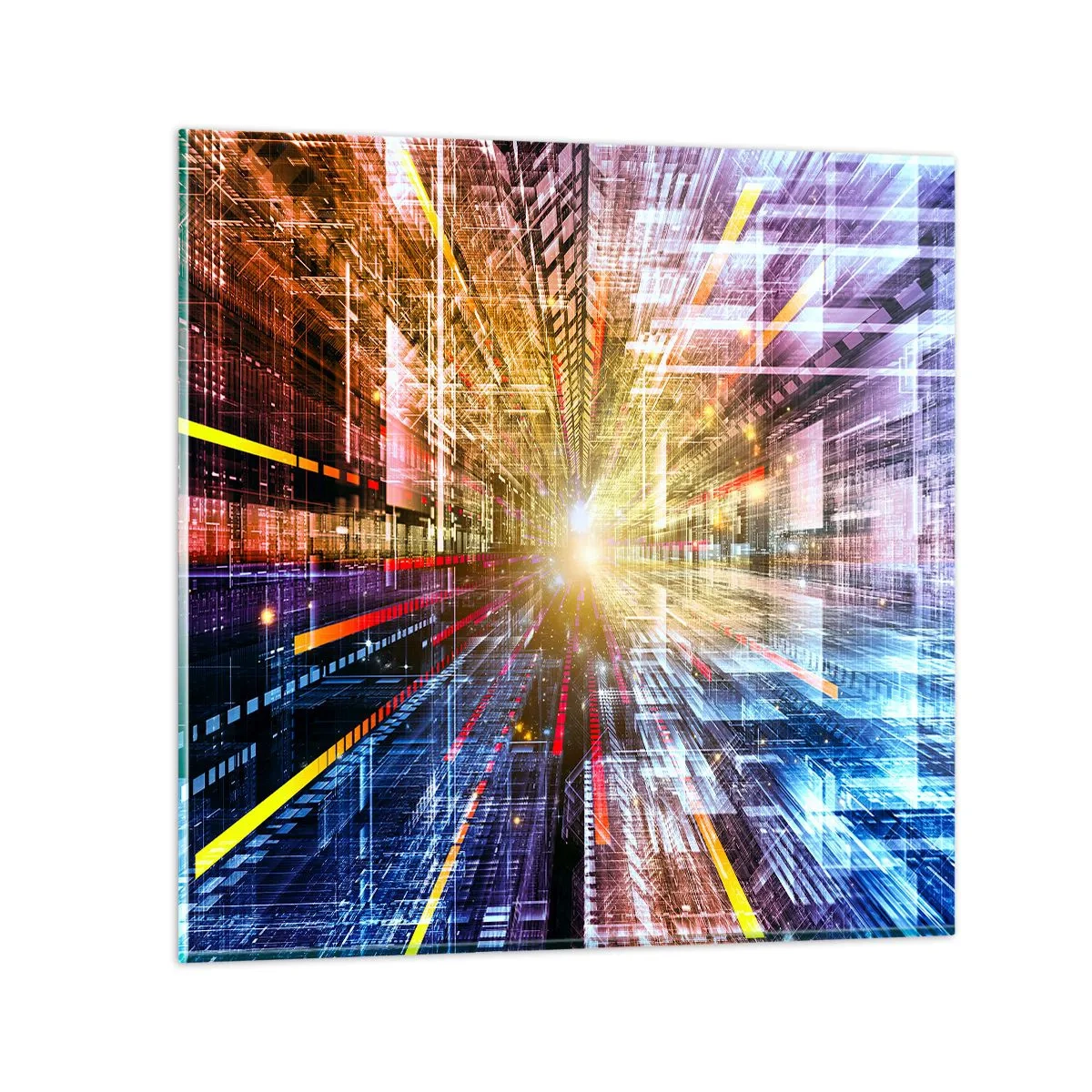 Billede på glas - Lysende korridor - 40x40 cm