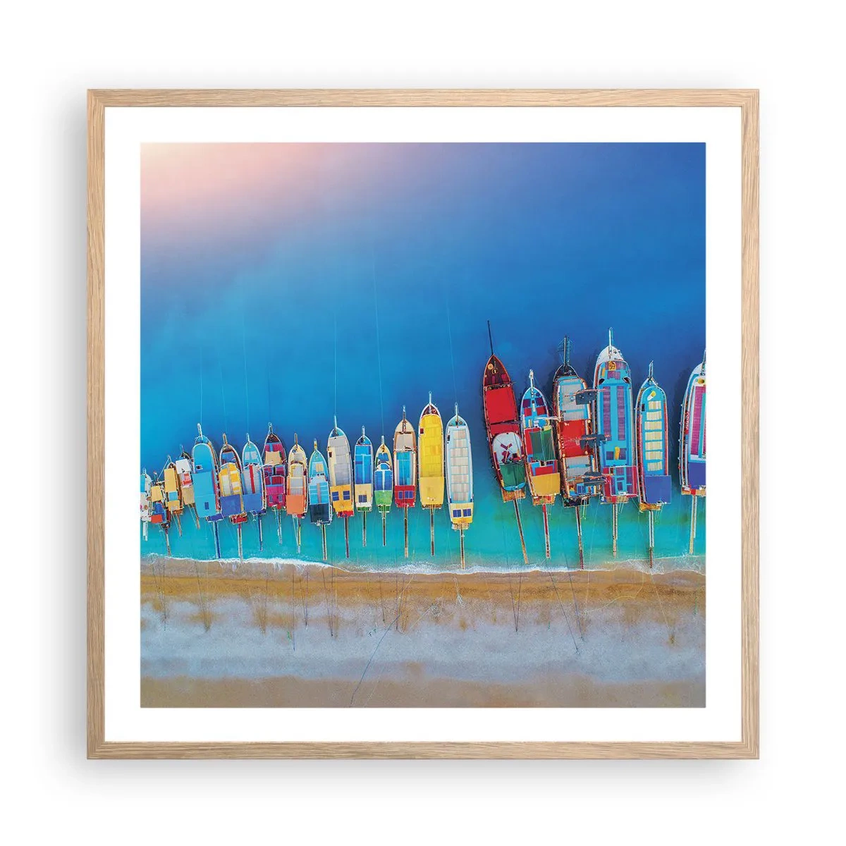 Plakat i ramme af lyst egetræ - Fra et fugleperspektiv - 60x60 cm