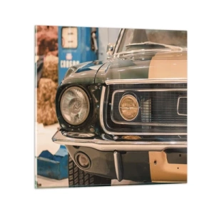 Billede på glas - Møde med en legende - 70x70 cm