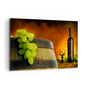 Lærredstryk - Billede på lærred - Stilleben med en flaske vin og en drueklaske - 120x80 cm