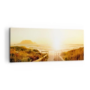 Lærredstryk - Billede på lærred - Over klitten, mod solen - 100x40 cm