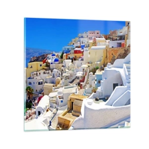 Billede på glas - Drømme om en græsk sommer - 50x50 cm