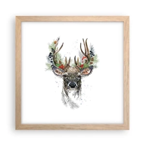 Plakat i ramme af lyst egetræ - I festlig påklædning - 30x30 cm