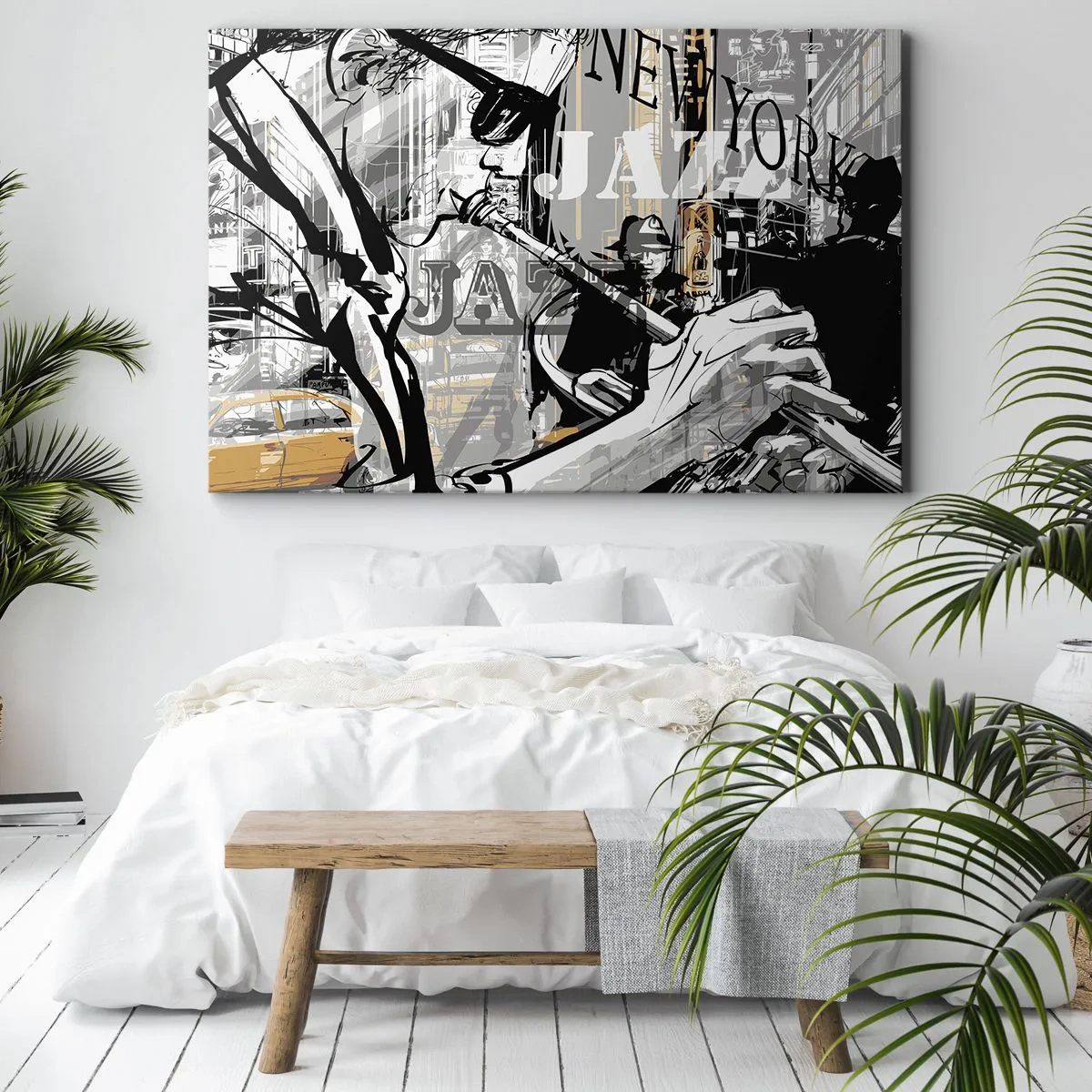 Lærredstryk - Billede på lærred - New Yorks jazzscene - 70x50cm - Til New Yorks rytme - Moderne vægdekoration til stue og soveværelse ARTTOR