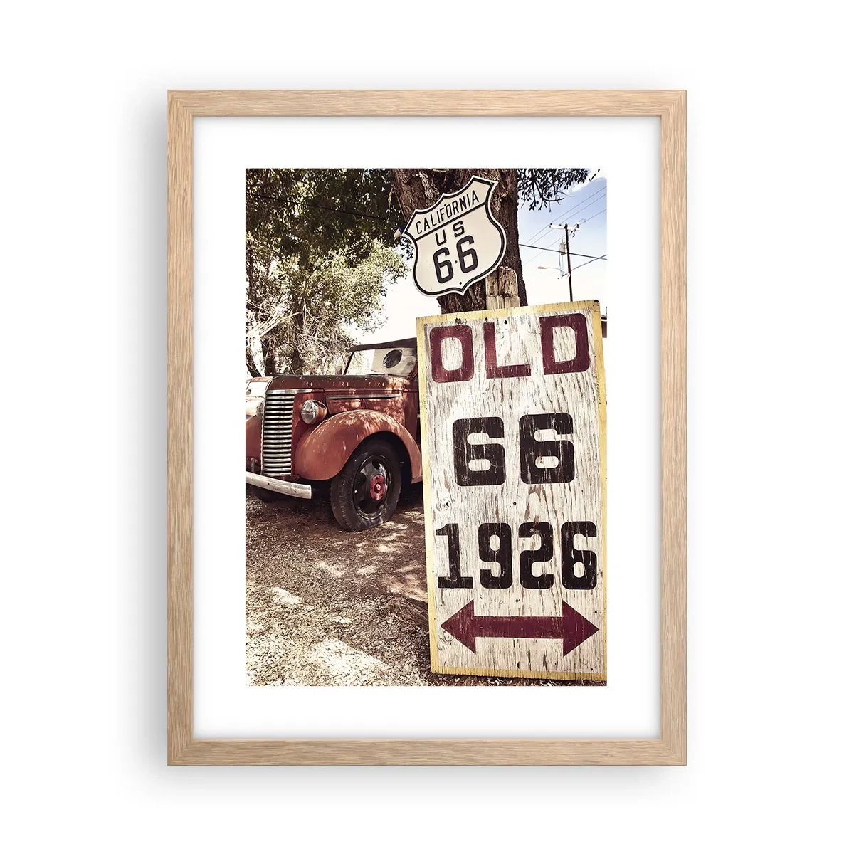 Plakat i ramme af lyst egetræ - En legende om det amerikanske landskab - 30x40 cm