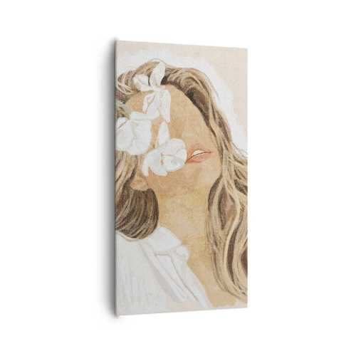 Lærredstryk - Billede på lærred - Blandt blomsterne i jubel - 65x120 cm