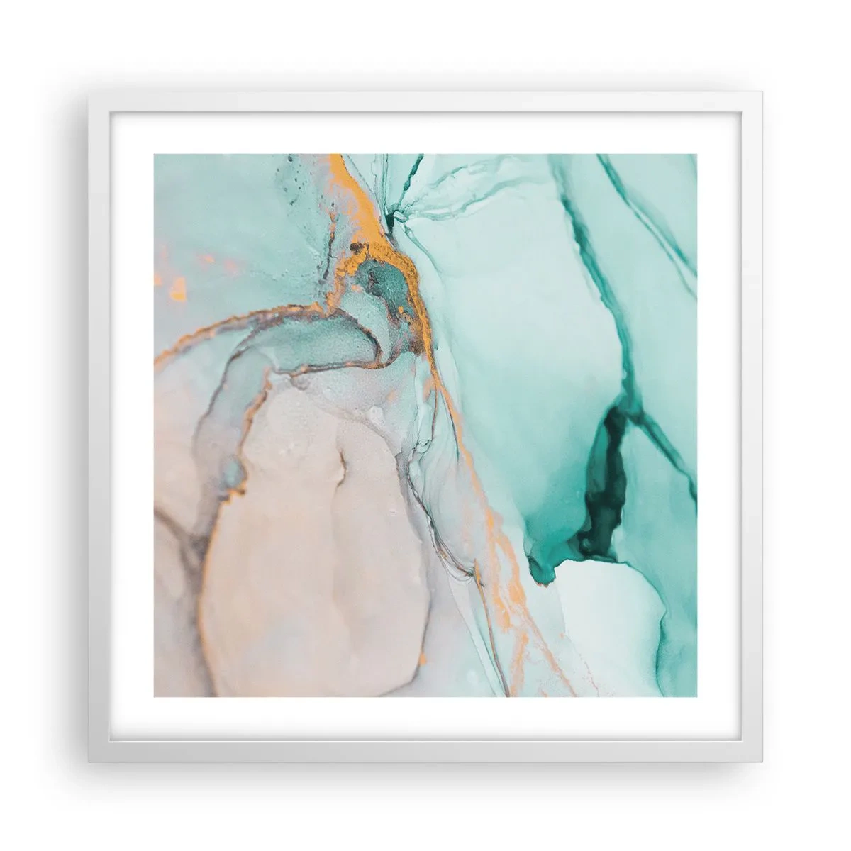 Plakat i hvid ramme - Dans af former og farver - 50x50 cm