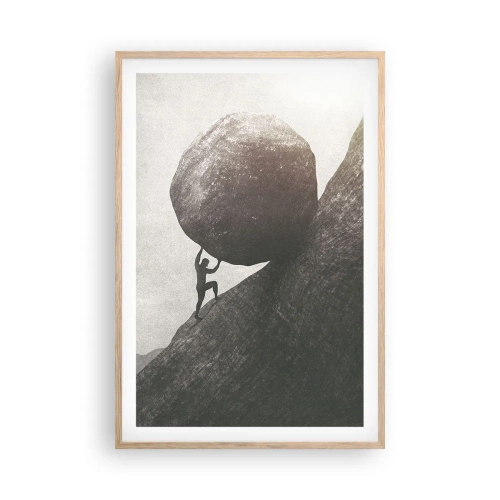 Plakat i ramme af lyst egetræ - Jeg tror mod al forventning - 61x91 cm
