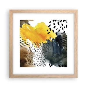 Plakat i ramme af lyst egetræ - Et møde mellem elementerne - 30x30 cm