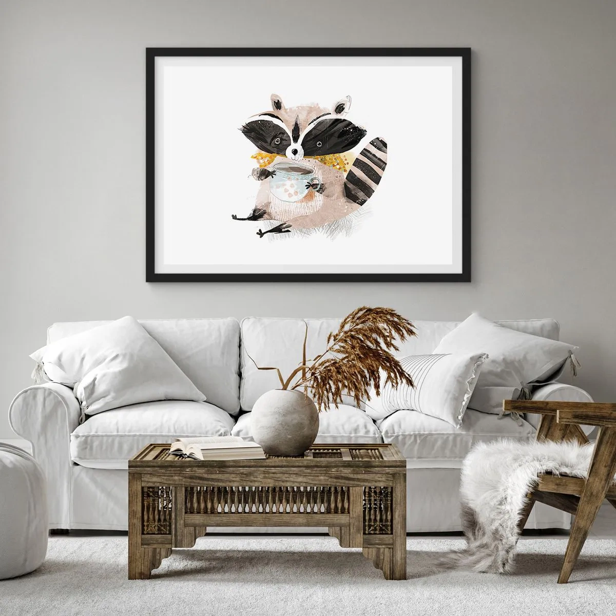 Plakat i sort ramme - Min ven vaskebjørnen - 70x50 cm