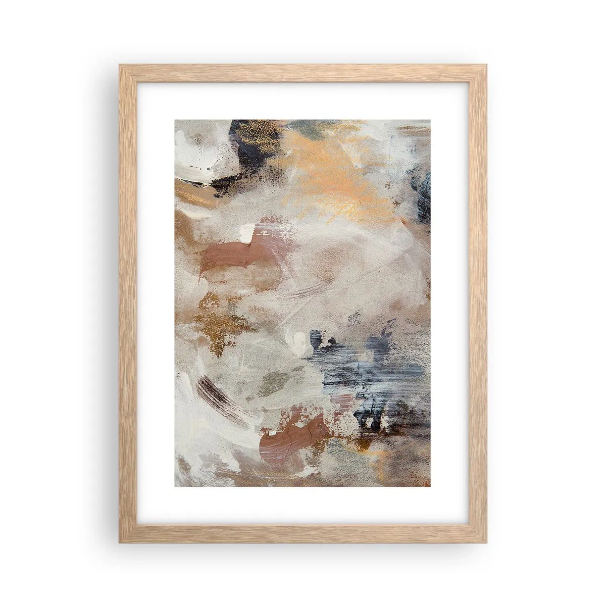 Plakat i ramme af lyst egetræ - Tågeagtig abstraktion - 30x40 cm