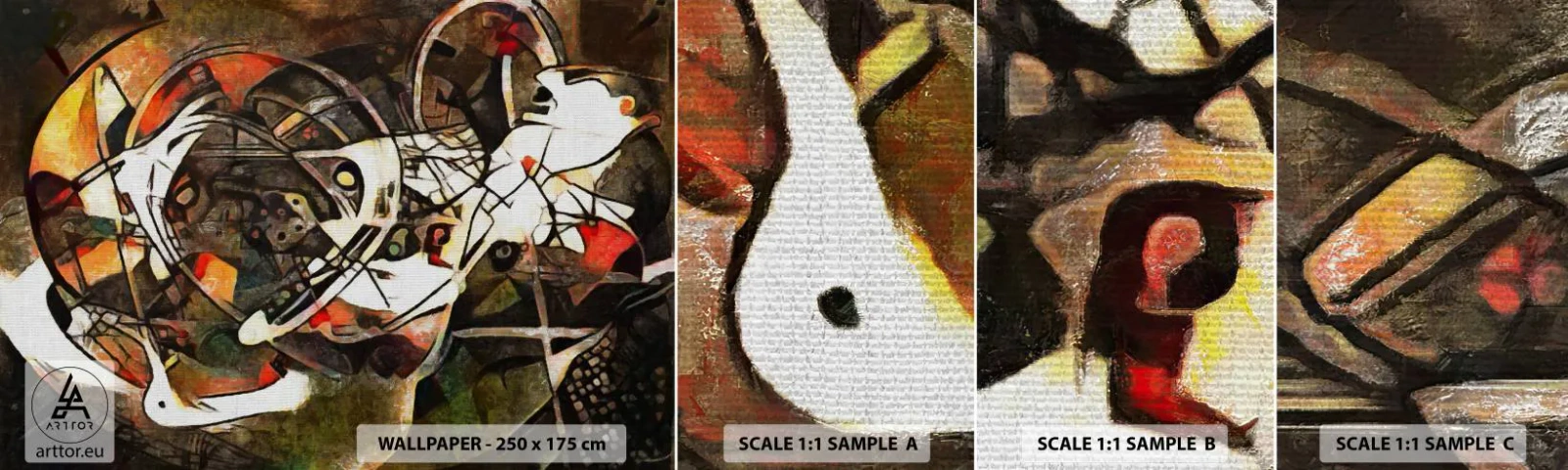 Prøve Fototapet Selvklæbende Deluxe Sticker - Kan du høre bevægelse? - Abstraktion, Kubisme, Stykke - 100x30 cm