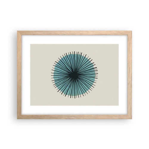 Plakat i ramme af lyst egetræ - Strålende på blå - 40x30 cm