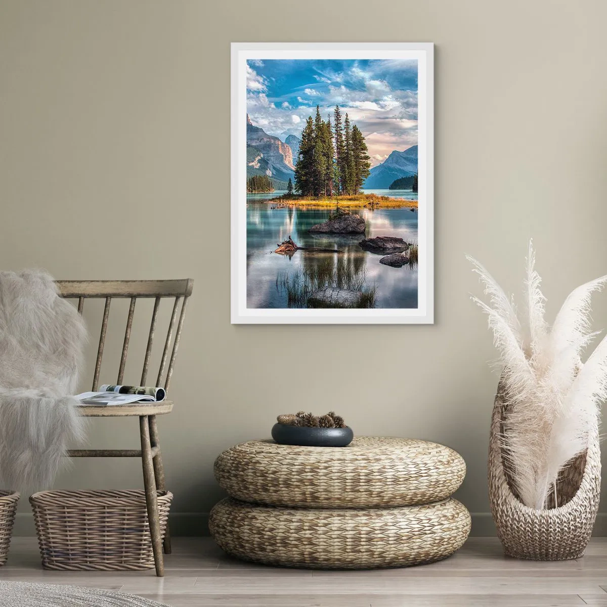 Plakat i hvid ramme - Over store og klare vande… - 40x50 cm