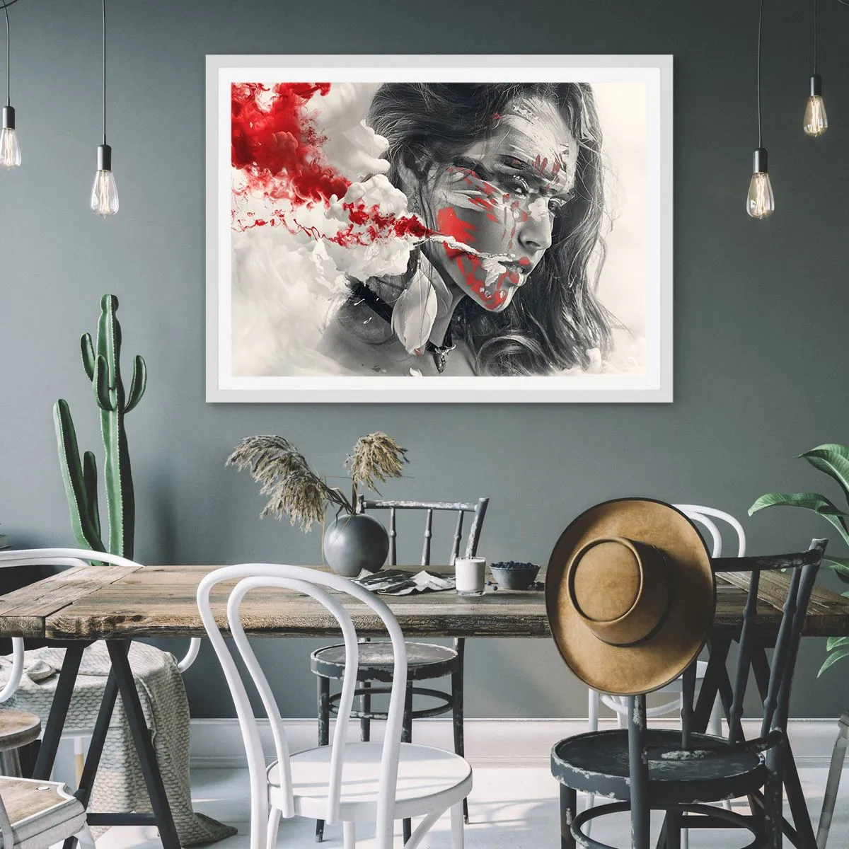 Plakat i hvid ramme - I det absurdes damp - 100x70 cm