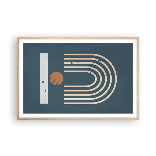 Plakat i ramme af lyst egetræ - Geometri på granatæble - 91x61 cm