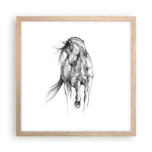 Plakat i ramme af lyst egetræ - I en yndefuld trav - 40x40 cm