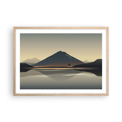 Plakat i ramme af lyst egetræ - Spejlrefleksion - 70x50 cm