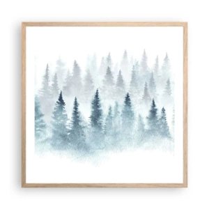 Plakat i ramme af lyst egetræ - Indhyllet i tåge - 60x60 cm