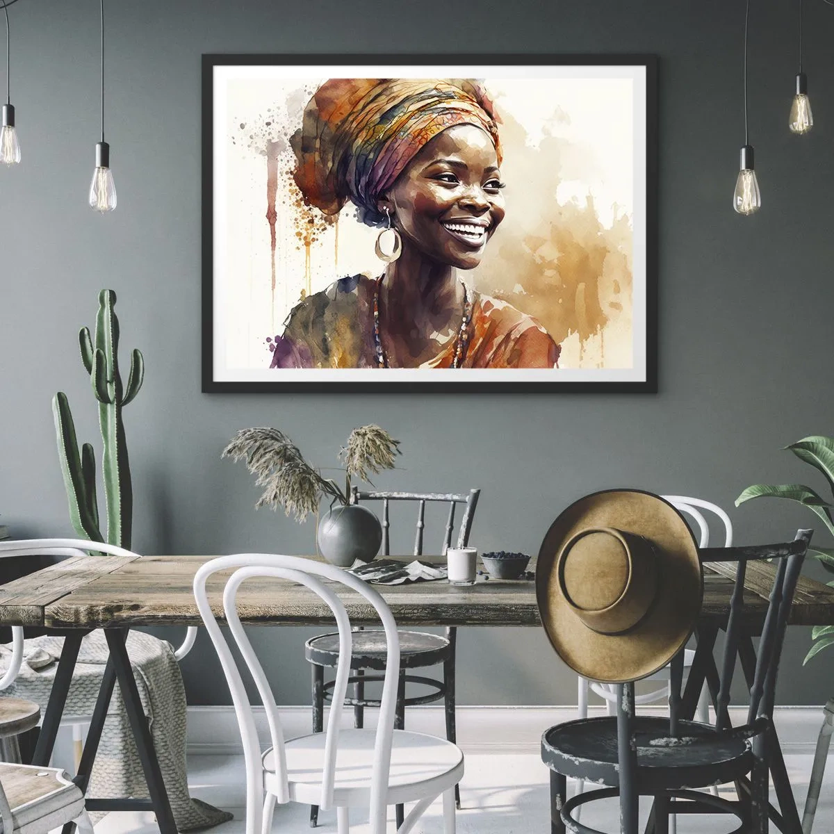 Plakat i sort ramme - Afrikansk dronning - 70x50 cm